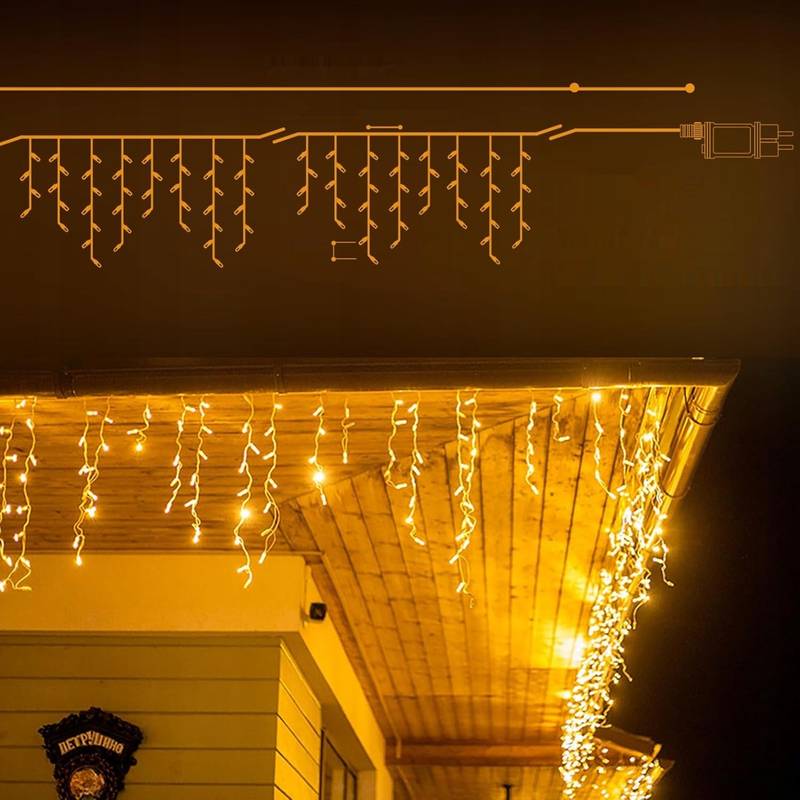 Kurtyna świetlna LED typu Icicle do dekoracji świątecznych